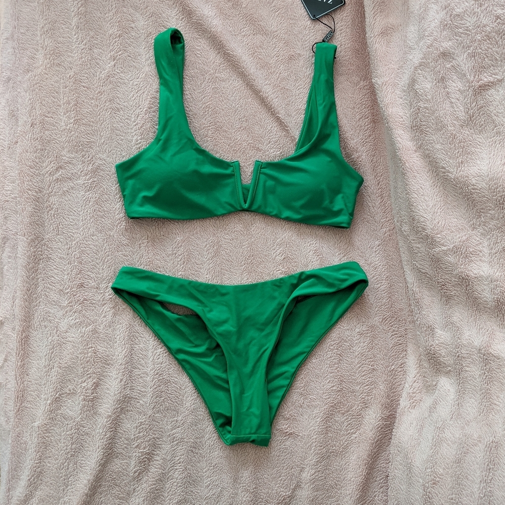 Summer green two pieces bikini swimwear